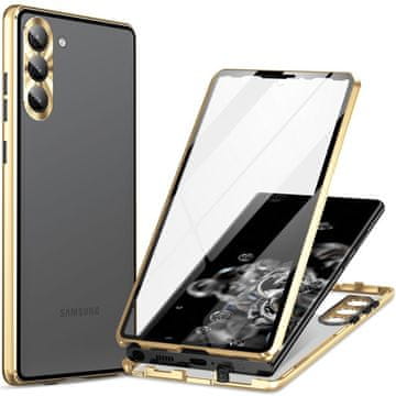 GS Ovitek za Samsung Galaxy S24, magnetno steklo, zlat