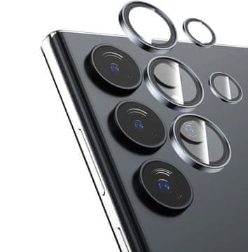 Overboard 2x sivo steklo za kamero za Samsung Galaxy S24 Ultra, objektiv kamere , siv okvir