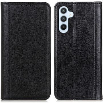 GS Ovitek za Samsung Galaxy S24+ Plus / S25+ Plus, denarnica iz usnja Litchi, črna