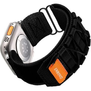 Overboard Najlonski pašček Runner za Apple Watch 1/2/3/4/5/6/7/8/9/10/11/SE Ultra 1/2/3 42/44/45/46/49 mm, črne barve