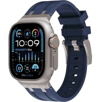 GS Silikonski pašček za Apple Watch 1/2/3/4/5/6/7/8/9/10/11/SE Ultra 1/2/3 42/44/45/46/49 mm, temno moder