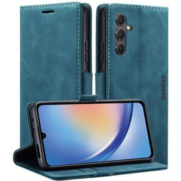 Overboard Ovitek za Samsung Galaxy A35 5G, denarnica Vintage s preklopom, modra