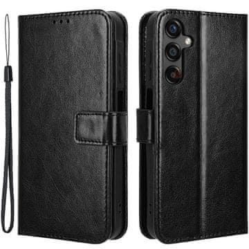 GS Ovitek za Samsung Galaxy A25 5G, denarnica Crazy Horse, črna