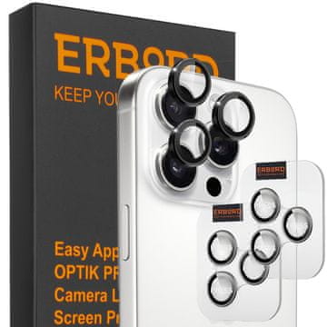 Overboard 2x OPTIK Pro zaščitno steklo za iPhone 16 Pro/16 Pro Max / 15 Pro/15 Pro Max/14 Pro/14 Pro Max, črno