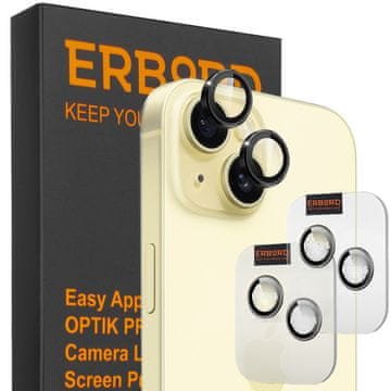Overboard 2x OPTIK Pro zaščitno steklo za kamero za iPhone 15/15 Plus/14/14 Plus, črno