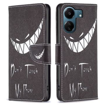GS Ovitek za Xiaomi Redmi 13C / Poco C65, denarnica, Don't Touch My Phone črne barve