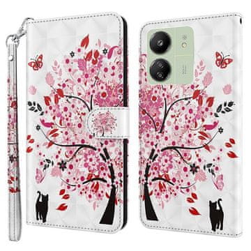 GS Ovitek za Xiaomi Redmi 13C / Poco C65, denarnica, mačka in drevo