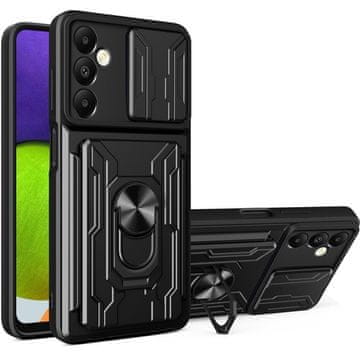 GS Oklepni ovitek za Samsung Galaxy A05s, drsnik za kamero, reža za kartico, črn