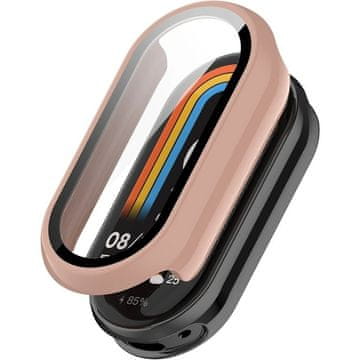 GS Ovitek 2 v 1 + kaljeno steklo za Xiaomi Smart Band 9/8, roza