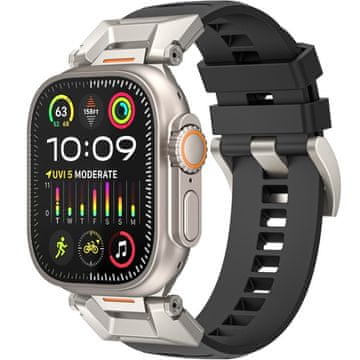 GS Pašček za Apple Watch 1/2/3/4/5/6/7/8/9/10/11/SE Ultra 1/2/3 42/44/45/46/49 mm, črne barve