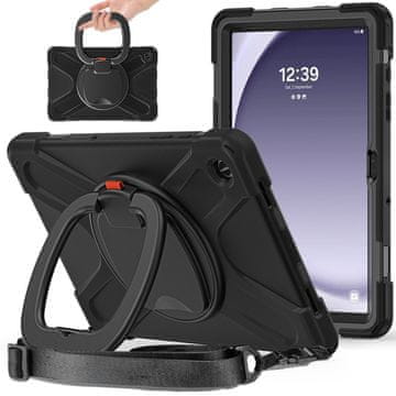 GS Ovitek za Samsung Galaxy Tab A9+ X210 / X215 / X216B, oklepni, vrtljiv za 360 stopinj, črn