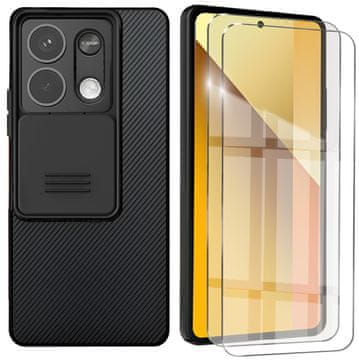 Nillkin Ovitek za Xiaomi Redmi Note 13 5G, oklepni , CamShield Pro, črn + 2x kaljeno steklo