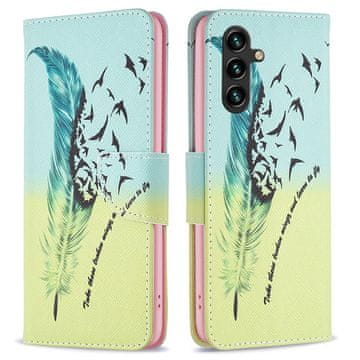 GS Ovitek za Samsung Galaxy A55 5G s preklopom, denarnica, pernato modra / rumena