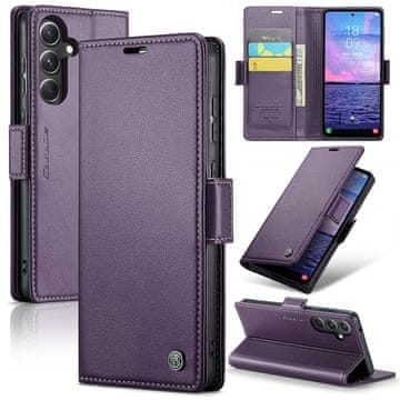 CaseMe Ovitek za Samsung Galaxy S23 FE, denarnica , vijolična + 9H steklo