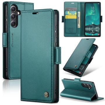 CaseMe Ovitek za Samsung Galaxy S23 FE, denarnica , zelen + 9H steklo