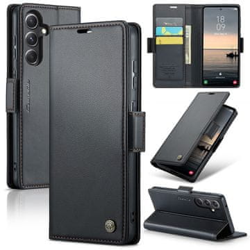 CaseMe Ovitek za Samsung Galaxy S23 FE, denarnica , črn + 9H steklo