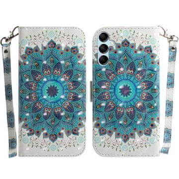 GS Ovitek za Samsung Galaxy A15, denarnica mandala, bel + 9H steklo