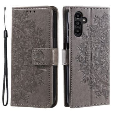 GS Ovitek za Samsung Galaxy A15, Mandala Flower, siv + 9H steklo
