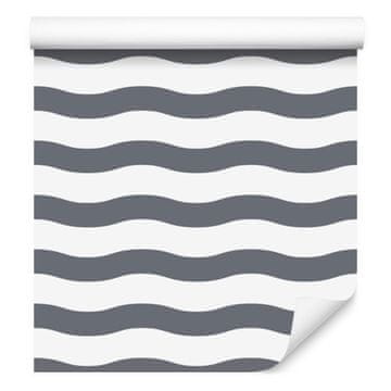 Tapeta Črte sive, bele in svetlo sive 50x1000 cm