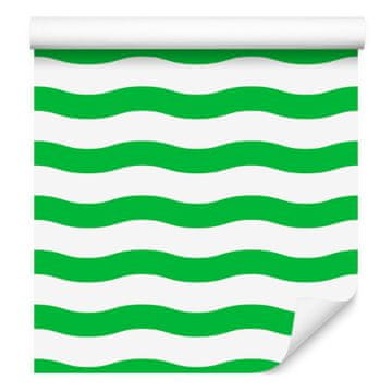 Črtasta tapeta bela, zelena in meta za dnevno sobo in spalnico 50x1000 cm