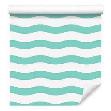 Tapeta Črte bela in mint, mint ozadje za dnevno sobo in spalnico 50x1000 cm