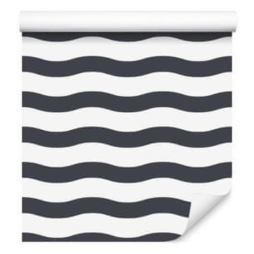 Črtasta tapeta v beli in mornarsko modri barvi za dnevno sobo in spalnico 50x1000 cm
