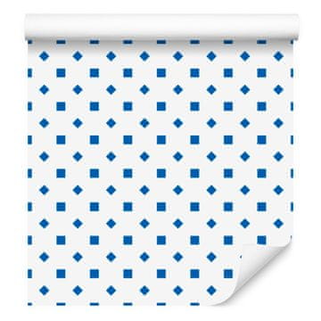 Bele in azurne pikčaste tapete za dnevno sobo in spalnico 50x1000 cm