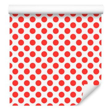 Bele in koralne pikčaste tapete za dnevno sobo in spalnico 50x1000 cm