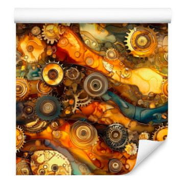 Tapeta v črnilo zlati, okrni in rjavi barvi za dnevno sobo in spalnico 50x1000 cm