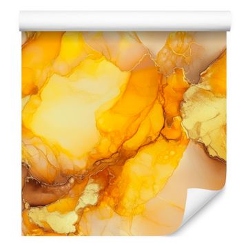 Tapeta s črnilom zlata, krem, rumena in oranžna 50x1000 cm