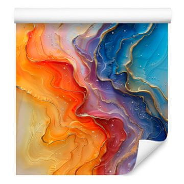 Tapeta v črnilo zlati in modri barvi za dnevno sobo in spalnico 50x1000 cm