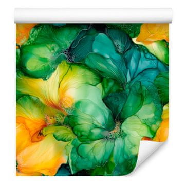 Črnilno zelena in zlata tapeta za dnevno sobo in spalnico 50x1000 cm
