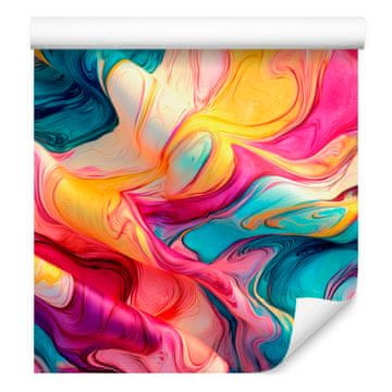 Tapeta s črnilom Turkizna, vijolična in breskev 50x1000 cm
