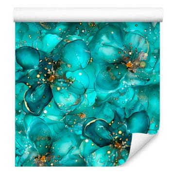 Tapeta Črnilo Turquoise in Morje, Turkizno ozadje za dnevno sobo in spalnico 50x1000