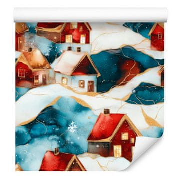 Tapeta s črnilom, turkizna in bela, za dnevno sobo in spalnico 50x1000 cm