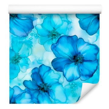 Tapeta s črnilom, celadon in turkizna, za dnevno sobo in spalnico 50x1000 cm