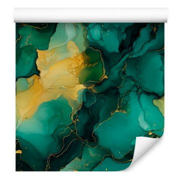 Tapeta z morsko barvo in rumeno barvo za dnevno sobo in spalnico 50x1000 cm
