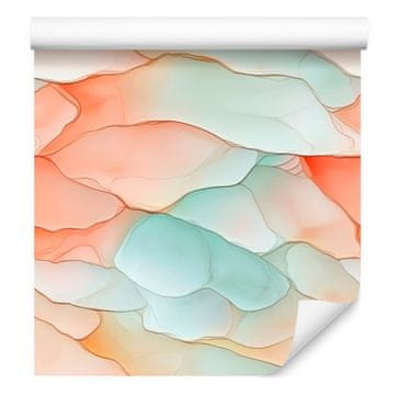 Tapeta v kremni, svetlo sivi, breskovi in beli barvi 50x1000 cm