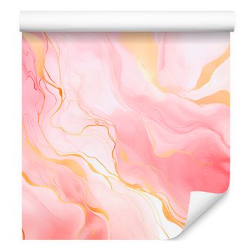 Tapeta Črnilo koralna, bela, krem in pudrasto roza 50x1000 cm