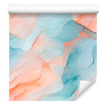 Tapeta s črnilom, svetlo siva, krem in celadon, 50x1000 cm