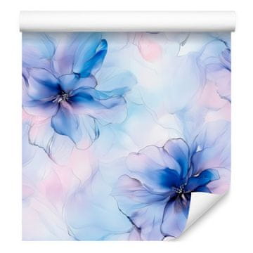Črnilo modro, azurno in belo tapeto za dnevno sobo in spalnico 50x1000 cm