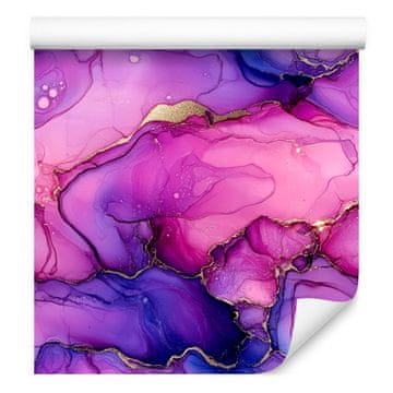 Tapeta v barvi črnila vijolične, sivkine in pudrasto roza barve 50x1000 cm