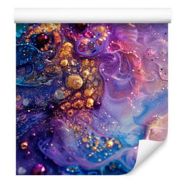 Tapeta s črnilom vijolična, modra in mornarsko modra za dnevno sobo in spalnico 50x1000 cm