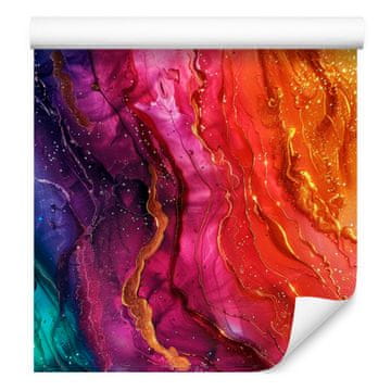 Tapeta s črnilom, rdeča, vijolična in oranžna 50x1000 cm