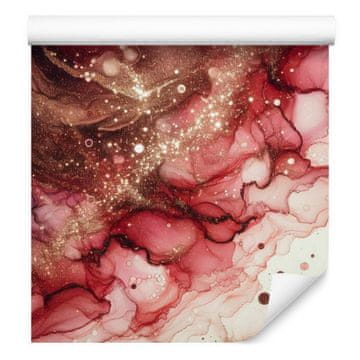 Tapeta s črnilom rdeča, oranžna, bordo in bež 50x1000 cm