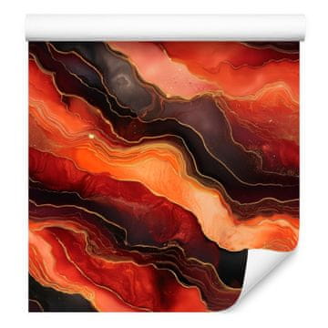 Tapeta v črnilo rdeči, bordo in breskovi barvi 50x1000 cm
