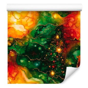 Steklenično zelena in zlata tapeta za dnevno sobo in spalnico 50x1000 cm