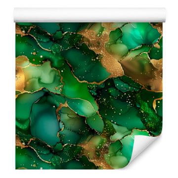 Steklenično zelena in zelena tapeta s črnilom, zeleno ozadje 50x1000 cm