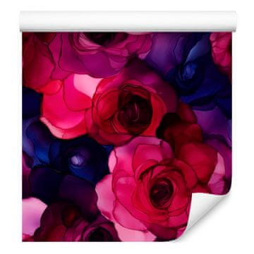 Tapeta s črnilom bordo, vijolična, roza in temno modra 50x1000 cm