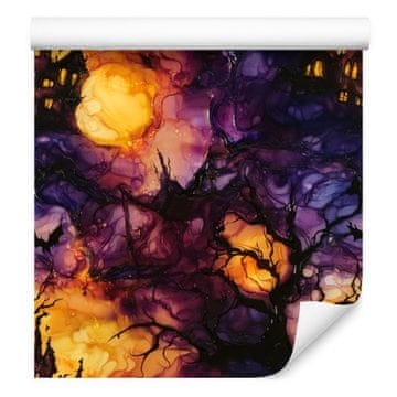 Tapeta v bordo in zlati barvi za dnevno sobo in spalnico 50x1000 cm